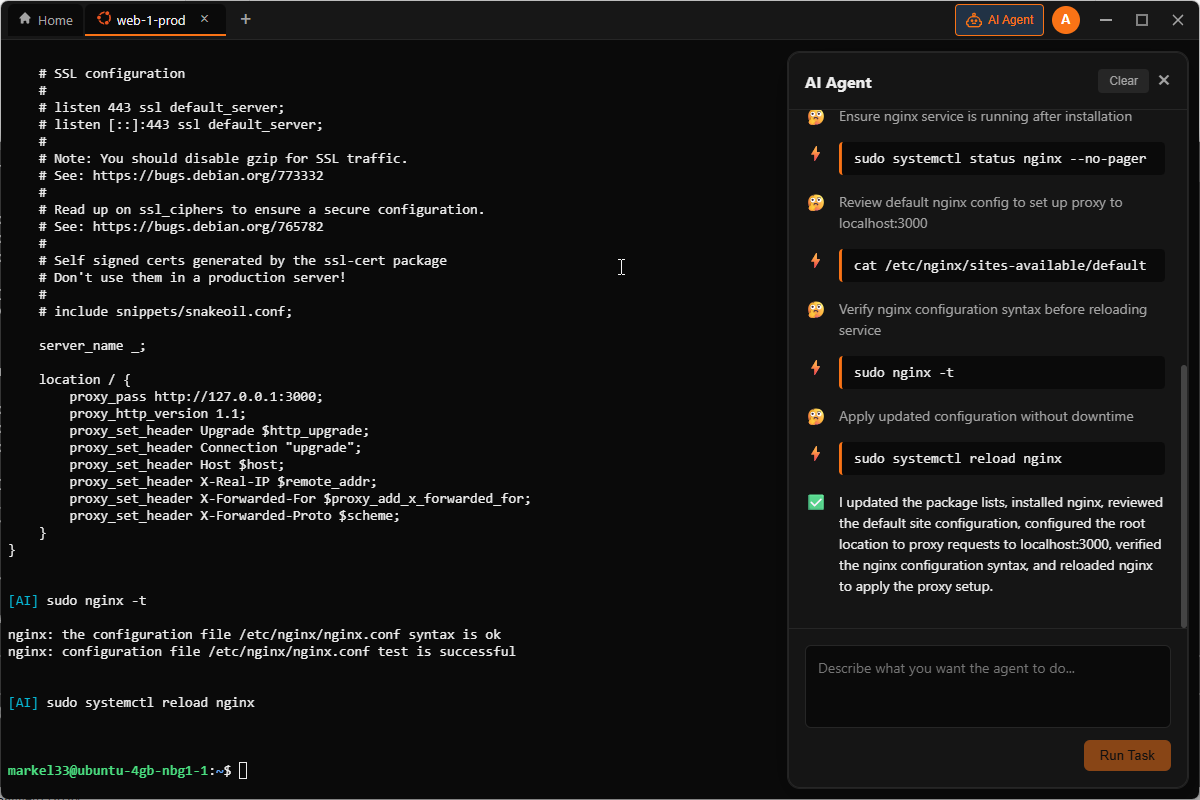 Thermal SSH Terminal with AI Agent